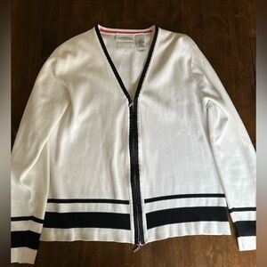 Liz Golf Sweater Zip‎ Black White Golfing Medium Preppy Office Tennis Academia